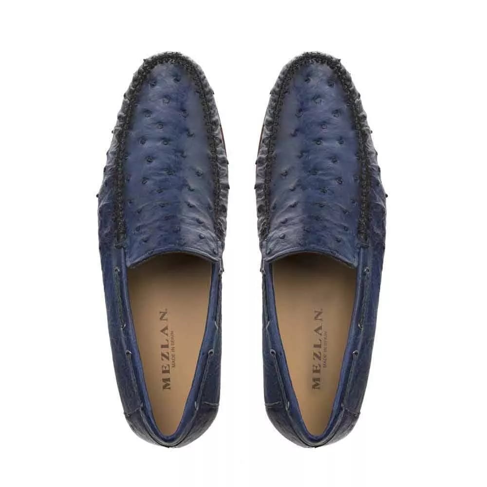 Men's Ostrich Leather Dress Loafers - Mezlan Jean Designer Moccasins