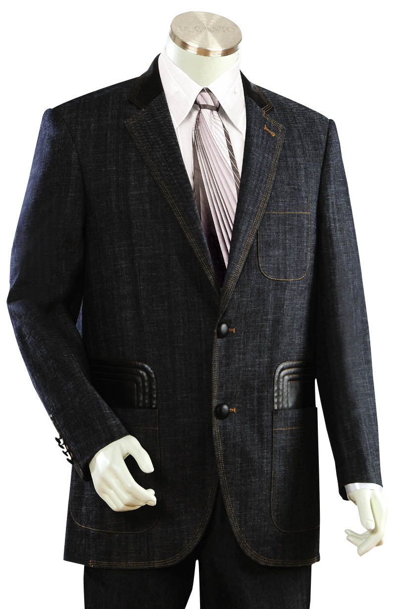 Men's Denim Suit Jacket & Blazer - Jean Suit Separates with Patch Pockets