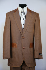 Men's Rust Denim Suit Jacket & Blazer - Jean Suit Separate with Patch Pockets