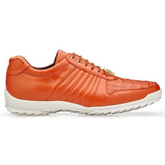 Genuine Crocodile & Calfskin Orange Sneakers - Belvedere Astor Casual Shoes