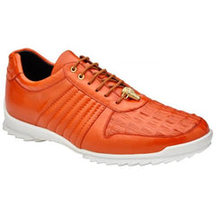 Genuine Crocodile & Calfskin Orange Sneakers - Belvedere Astor Casual Shoes