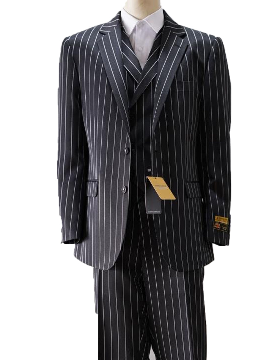 Men's Pinstripe Suit Vest Set: Classic Black & White Gangster Costume