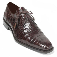 Men's Brown Crocodile Embossed Leather Oxford Dress Shoes - Anderson