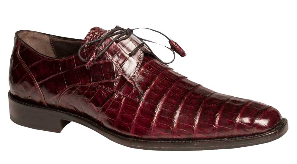 Men's Burgundy Crocodile Embossed Oxford Dress Shoes - Anderson Collection