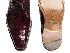 Men's Burgundy Crocodile Embossed Oxford Dress Shoes - Anderson Collection