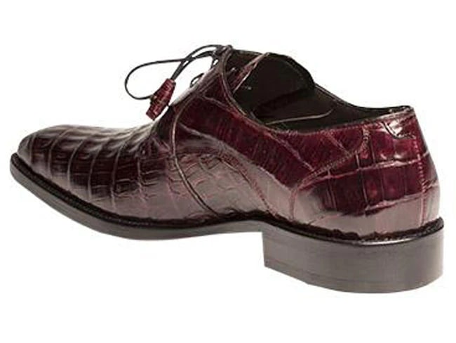 Men's Burgundy Crocodile Embossed Oxford Dress Shoes - Anderson Collection