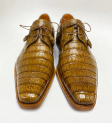 Men's Camel Crocodile Print Leather Oxfords - Anderson Dress Shoes