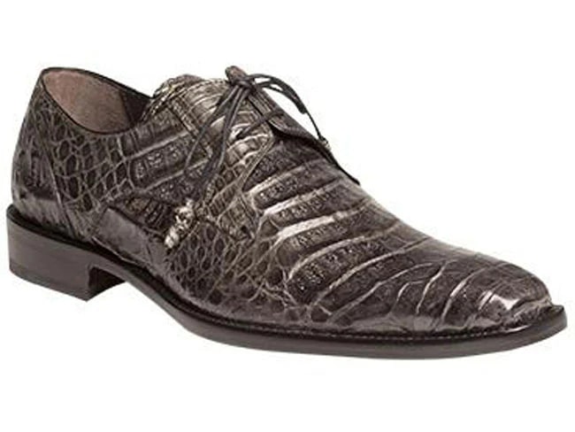 Men's Grey Crocodile Embossed Oxford Dress Shoes - Anderson Collection