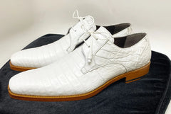 Men's White Crocodile Embossed Leather Oxfords - Anderson Dress Shoes