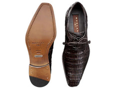 Men's Brown Crocodile Embossed Leather Oxford Dress Shoes - Anderson