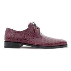 Men's Burgundy Crocodile Dress Shoes: Mezlan Anderson Genuine Crocodile Leather Lace-Ups