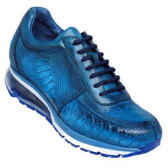 Men's Blue Ostrich Leather Sneakers - Belvedere Todd Antique Casual Shoes