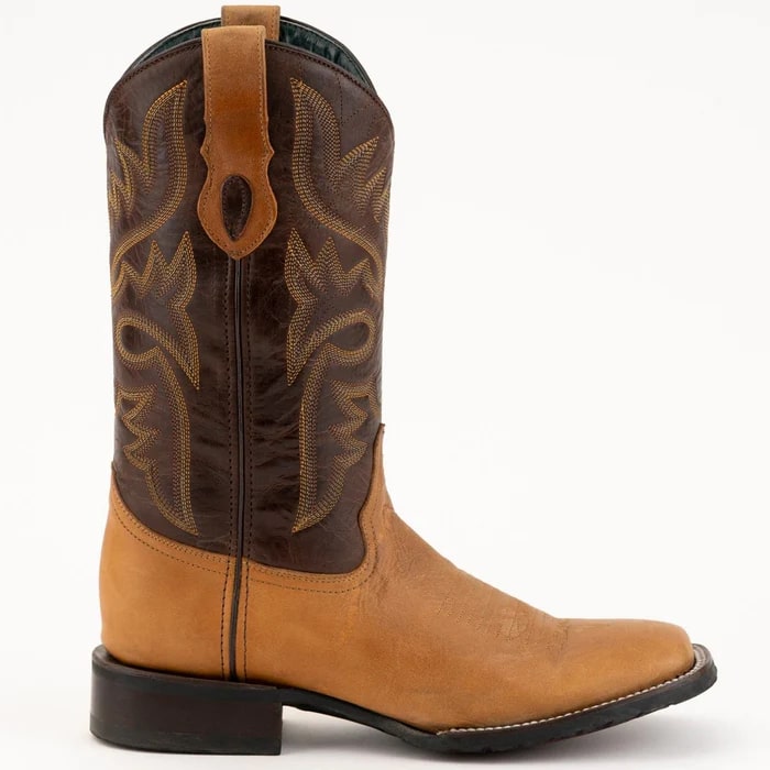 Men's Western Cowboy Boots - Ferrini Kingston Handcrafted Leather Dress Boots with Rubber Sole - Antique Saddle Brown