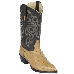 Men's Antique Saddle Ostrich Leather Cowboy Boots - Los Altos Western Dress Boots