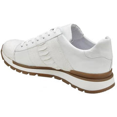 Genuine Ostrich Leg Sneakers - Men's Belvedere Blake White Casual Leather Shoes