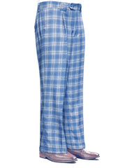 Blue Plaid Wide Leg Pants | High-Waisted Statement Trousers