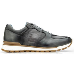 Genuine Ostrich Leg Sneakers - Men's Luxury Gray Leather Casual Shoes