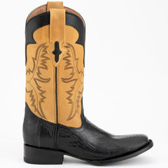 Men's Black Ostrich Leg Cowboy Boots - Handcrafted Ferrini Nash Western Dress Boots