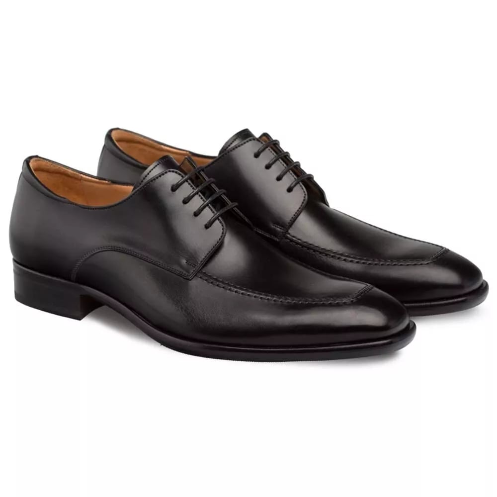 Mezlan Coventry Men's Black Leather Oxfords - Classic Apron Toe Dress Shoes