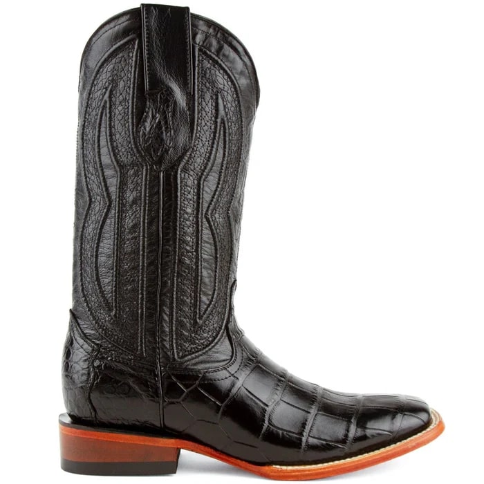 Men's Black Alligator Belly Cowboy Boots - Ferrini Stallion Square Toe Dress Boots