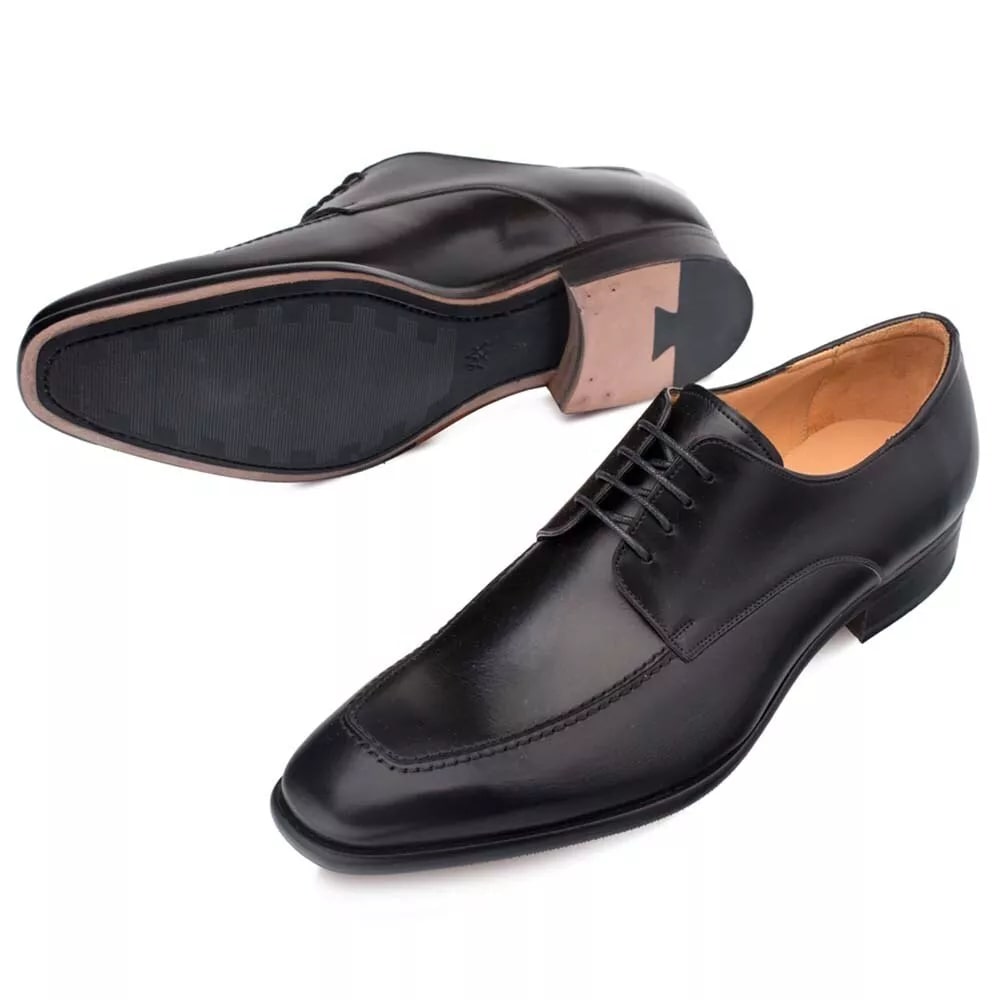 Mezlan Coventry Men's Black Leather Oxfords - Classic Apron Toe Dress Shoes