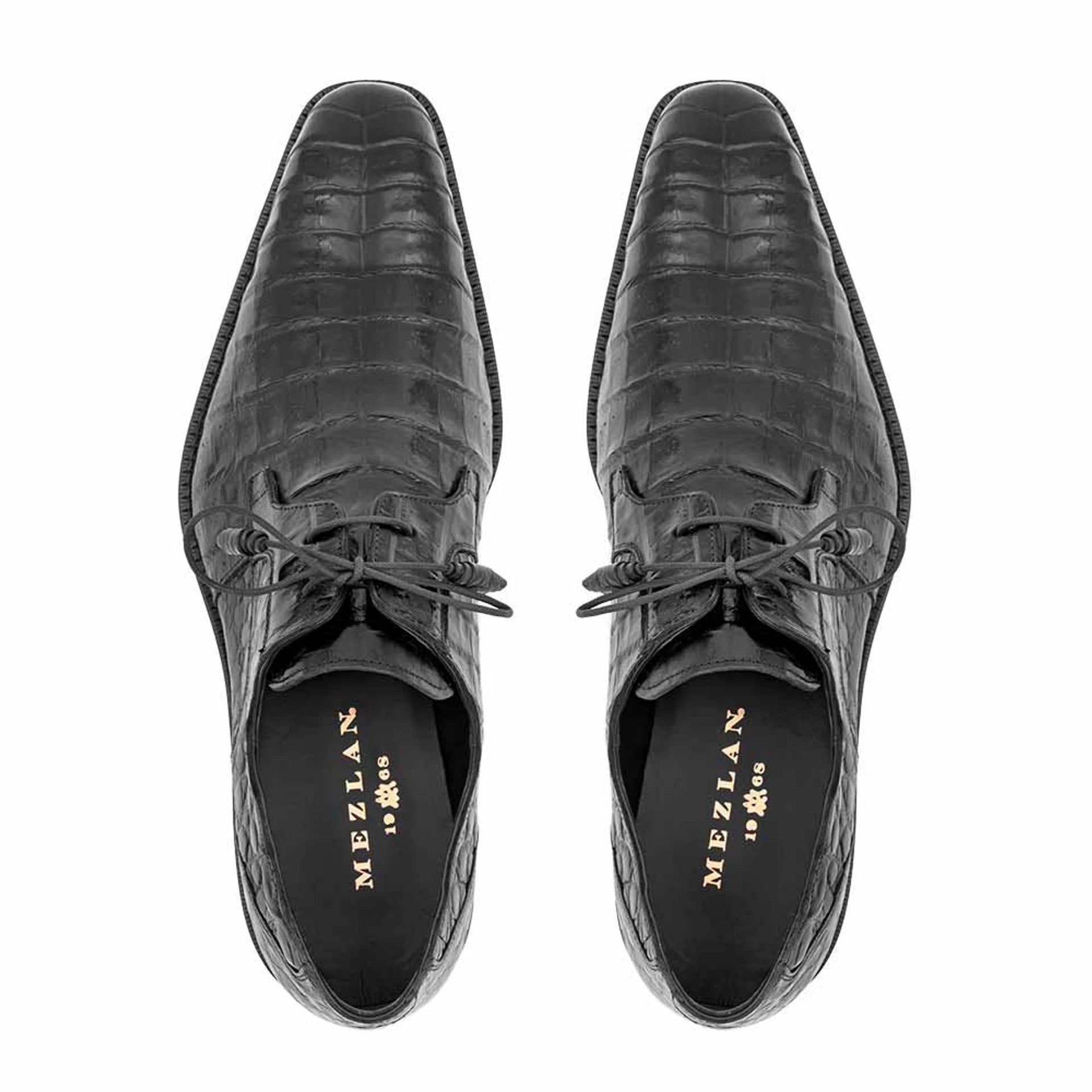 Men's Black Genuine Crocodile Dress Shoes: Mezlan Anderson Lace-Up Oxfords