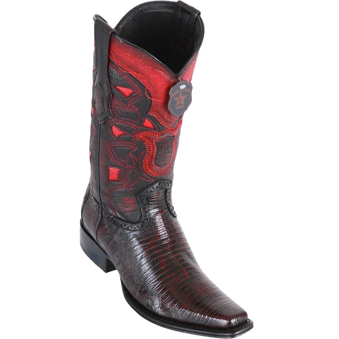 Men's Black Cherry Lizard Print Cowboy Boots - Los Altos Dress Western Boots