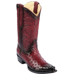 Men's Burgundy Ostrich Leather Cowboy Boots: Los Altos Dress Western Boots