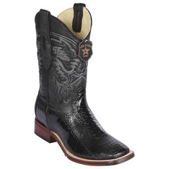 Men's Black Cherry Ostrich Leg Cowboy Boots: Square Toe Western Dress Boots