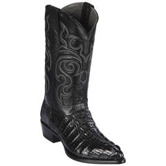 Men's Black Caiman Tail Cowboy Boots: Genuine Leather Western Dress Boots by Los Altos