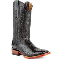 Men's Black Alligator Belly Cowboy Boots - Ferrini Stallion Square Toe Dress Boots