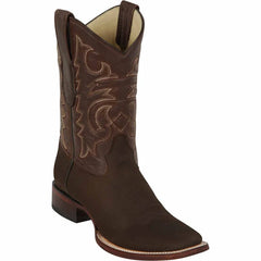 Men's Brown Leather Cowboy Boots Square Toe - Los Altos Western Dress Boots