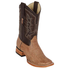 Men's Square Toe Ostrich Cowboy Boots - Los Altos Brown Leather Western Dress Boots