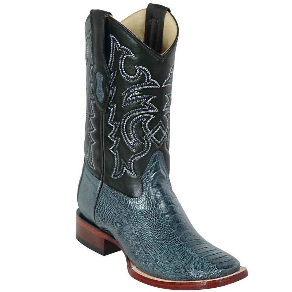 Men's Blue Ostrich Cowboy Boots: Square Toe Dress Western Boots by Los Altos