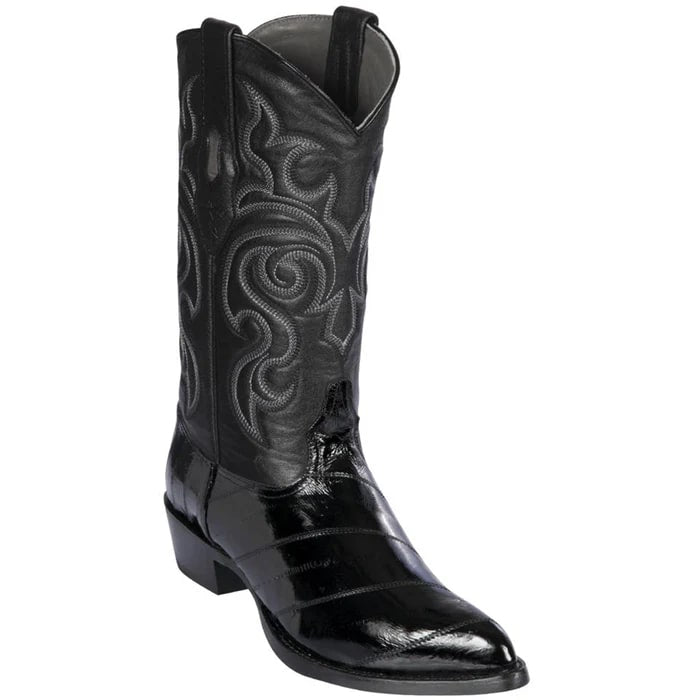 Men's Black Eel Skin Cowboy Boots - Los Altos Dress Western Boots