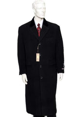 Black Chesterfield Coat - Men's Full Length Wool & Cashmere Overcoat