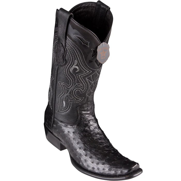 Men's Black Ostrich Cowboy Boots: Genuine Leather Western Dress Boots by Los Altos