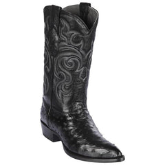 Men's Black Ostrich J-Toe Cowboy Boots - Los Altos Western Dress Boots