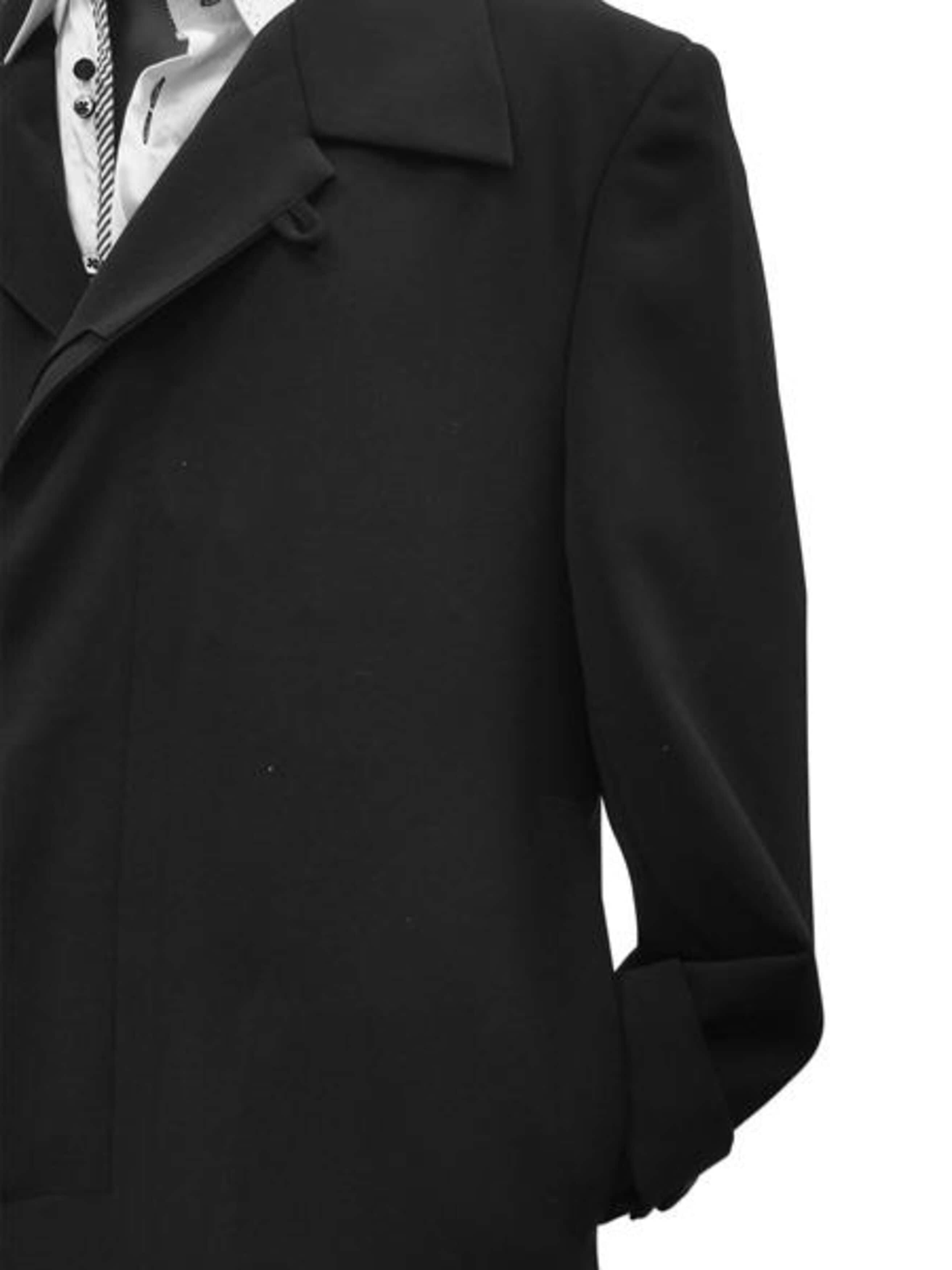 Men's Black Plush Microfiber Trench Coat - Long Overcoat Winter Topcoat