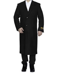 Men's Black Wool Dress Coat - Ankle Length Topcoat/Overcoat (Winter Sale)