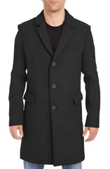 Big & Tall Men's Wool Peacoat - Black, Four-Button Cuffs