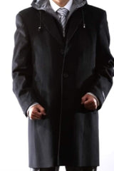 Men's Black Wool Overcoat - Winter Warm Wool Coat - Charcoal Gray