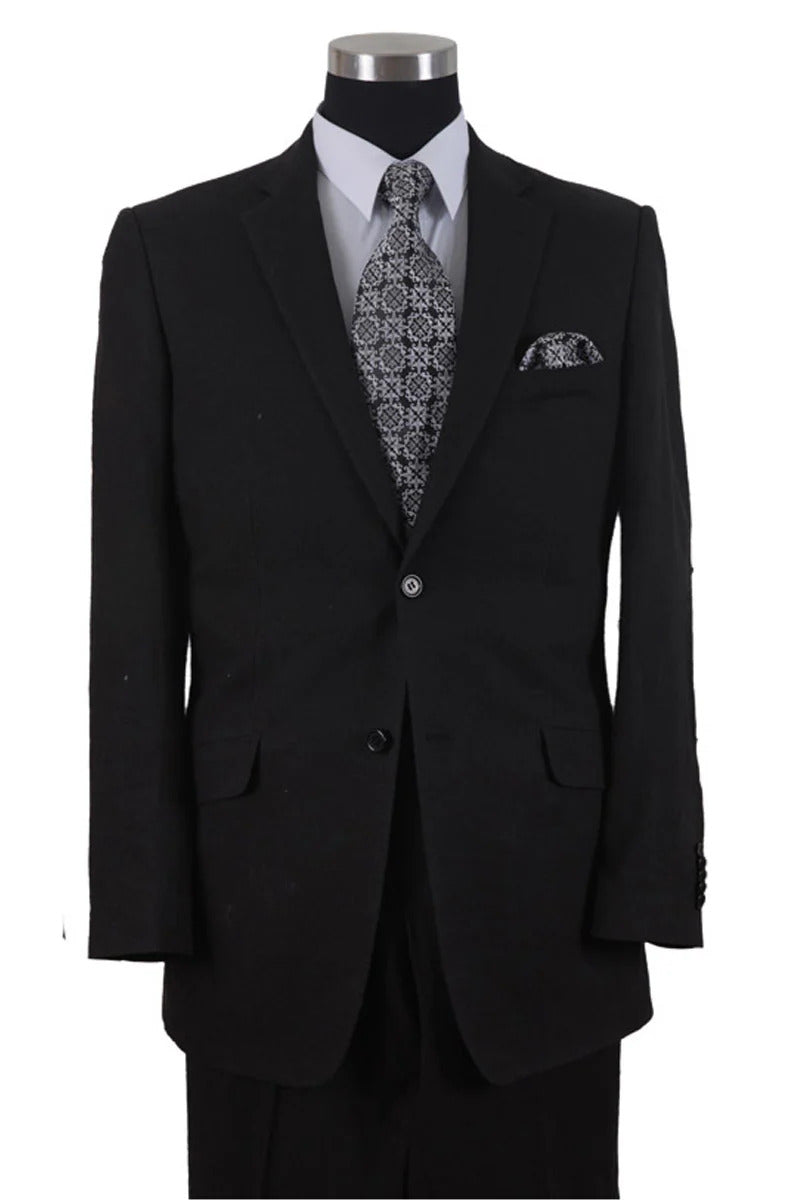 Men's Classic Black Linen Suit - 2 Button, 100% Linen - Breathable & Lightweight