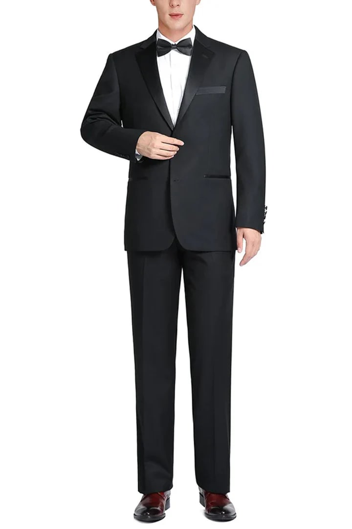 Classic Fit Black Tuxedo for Men: Two-Button Notch Lapel Formal Suit