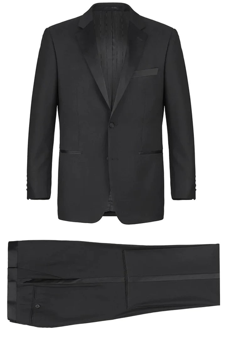 Classic Fit Black Tuxedo for Men: Two-Button Notch Lapel Formal Suit