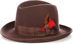 Men's Brown Homburg Hat - Premium Godfather Style Fedora