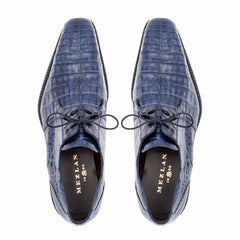 Men's Mezlan Anderson Blue Crocodile Dress Shoes: Genuine Crocodile Leather Lace-Ups