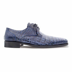 Men's Mezlan Anderson Blue Crocodile Dress Shoes: Genuine Crocodile Leather Lace-Ups