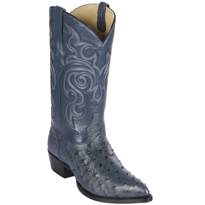 Men's Blue Ostrich J-Toe Cowboy Boots: Los Altos Western Dress Boots