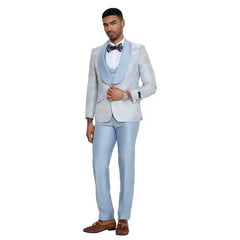 Tazzio Blue Double-Breasted Tuxedo Vest Set for Prom 2024